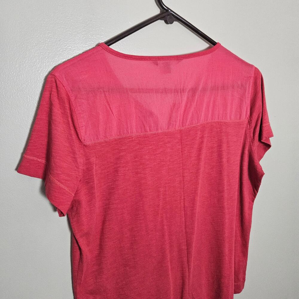 Lauren by Ralph Lauren Short Sleeve Split Neck Top Sz Large - Picture 8 of 11